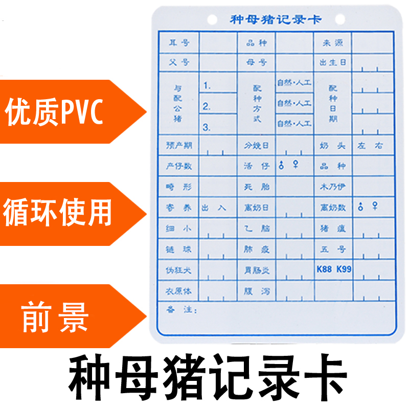 母猪档案卡母猪记录卡